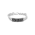 Men's Stainless Steel Black Scroll Chain Bracelet – Non-Tarnish Cuban Link Bracelet for Men | Affordable Everyday Jewelry