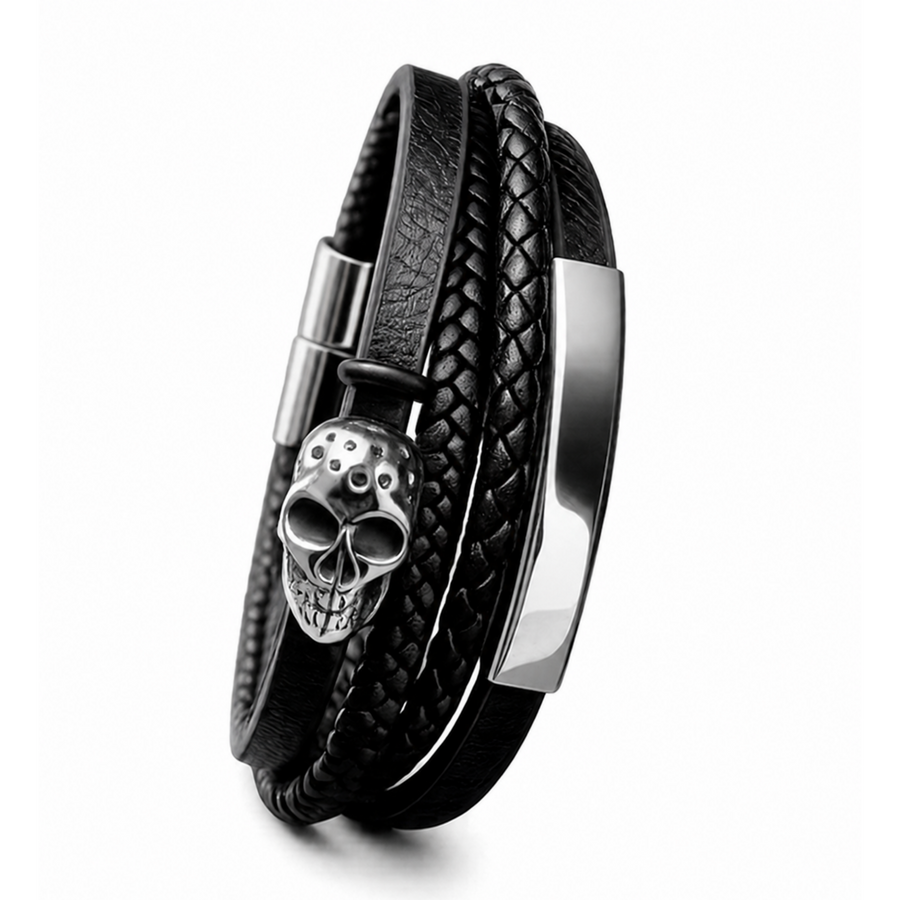 Midnight Skull Leather Cuff Bracelet – alternate view 2 | Sloop Jewelry – alternate view