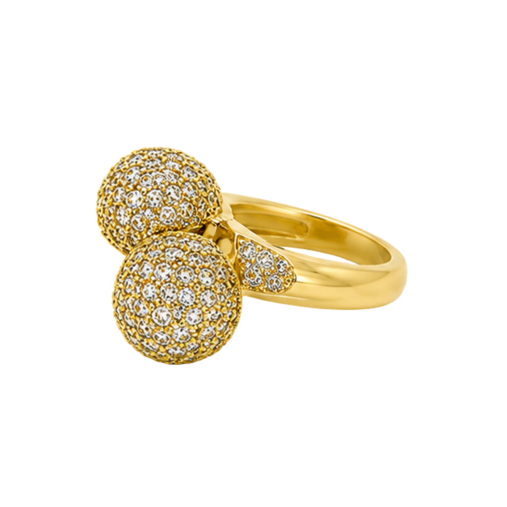 Twin Halo Ring – Non Tarnish Affordable Sparkling Double Circle Crystal Ring for Women