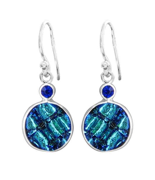 Sterling Silver Dichroic Glass Handmade Hook Earrings