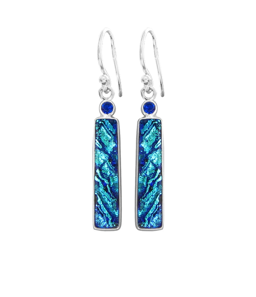 Sterling Silver Dichroic Glass Handmade Hook Earrings