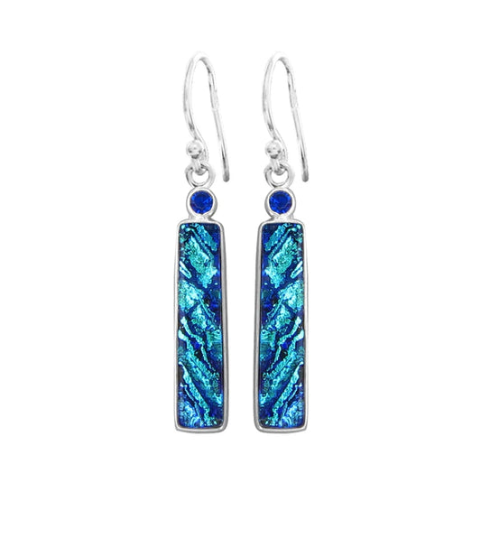 Sterling Silver Dichroic Glass Handmade Hook Earrings