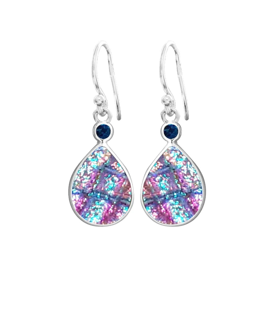 Sterling Silver Dichroic Glass Handmade Hook Earrings