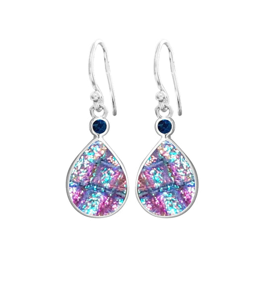 Sterling Silver Dichroic Glass Handmade Hook Earrings