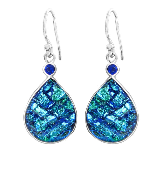 Sterling Silver Dichroic Glass Handmade Hook Earrings