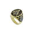 Polished Square and Compass Masonic Ring for Men
