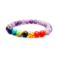 Purple Beaded Bracelet Multi Color Beads Stretch