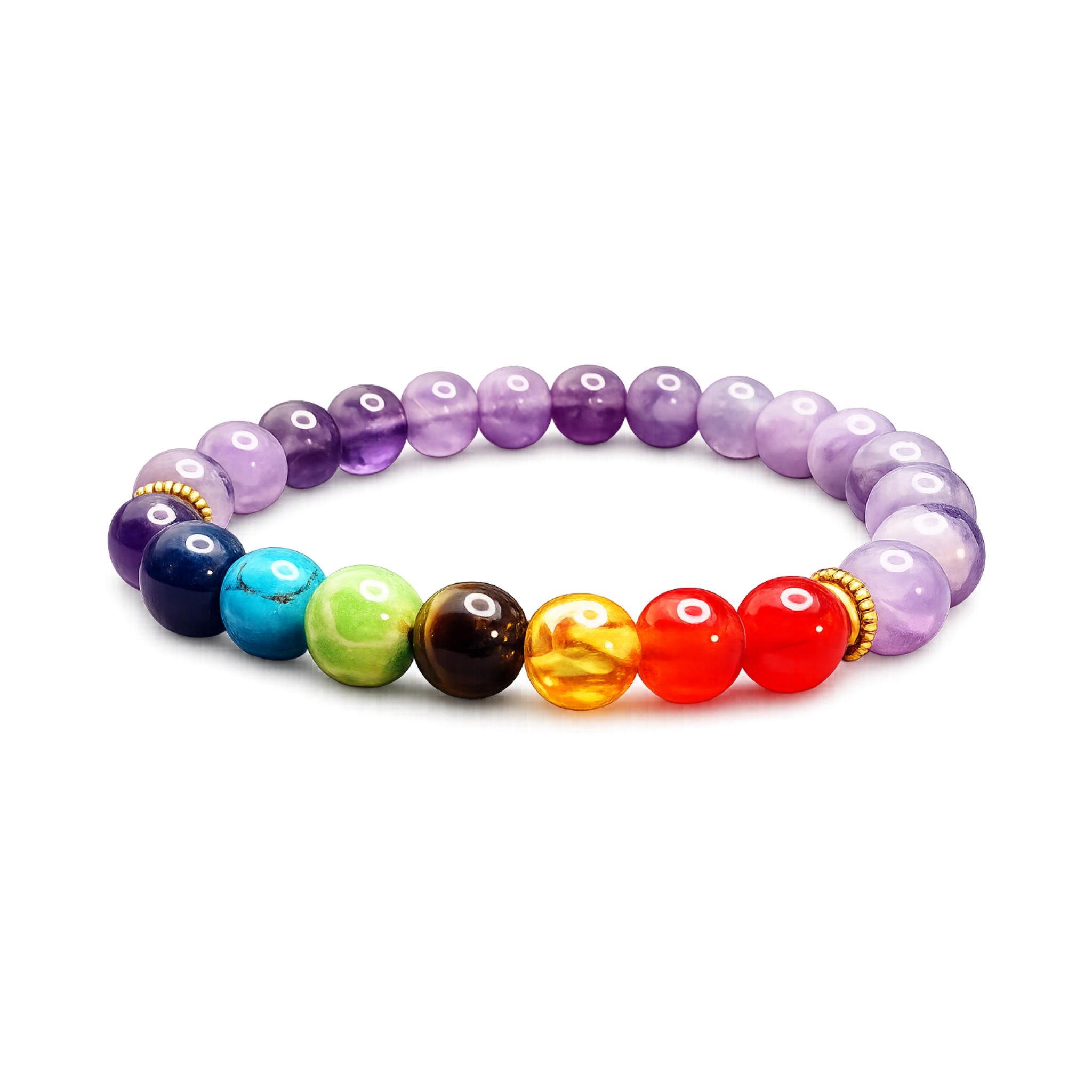 Purple Beaded Bracelet Multi Color Beads Stretch