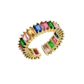 Rainbow Gem Ring – Colorful Gold Open Band Ring with Multi-Color Crystal Stones for Women