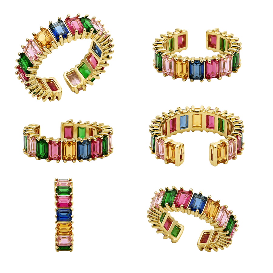 Rainbow Gem Ring – Colorful Gold Open Band Ring with Multi-Color… – alternate view 2 | Sloop Jewelry – alternate view