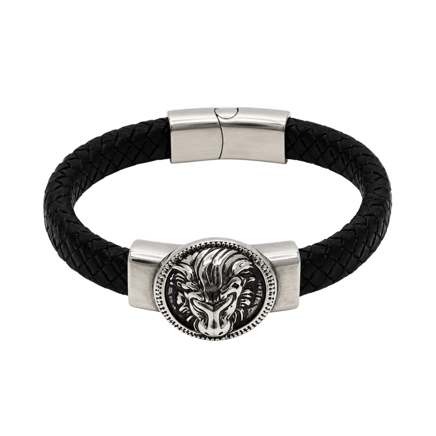 Men's Ram Head Leather Bracelet – Stainless Steel Magnetic Clasp – Bracelet by Sloop Jewelry