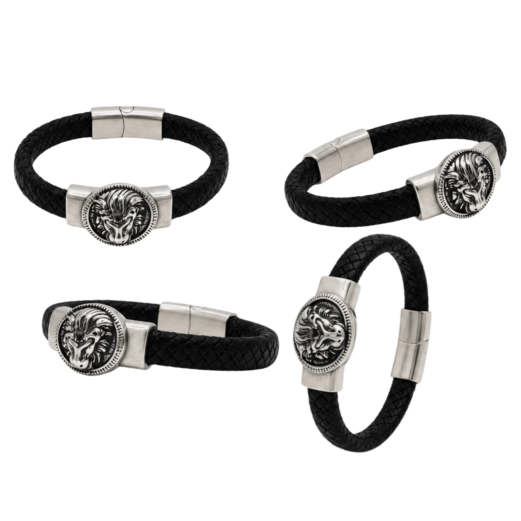 Men's Ram Head Leather Bracelet – Stainless Steel Magnetic Clasp