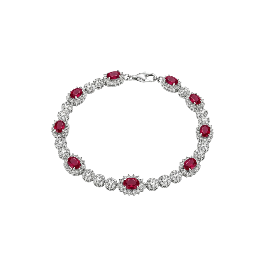 Red Rhodium Plated 925 Sterling Silver Moissanite Halo Tennis Bracelet – Bracelet by Sloop Jewelry