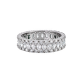 Rhodium Plated 925 Sterling Silver 5.4mm Triple Row Eternity Band Clear CZ Ring
