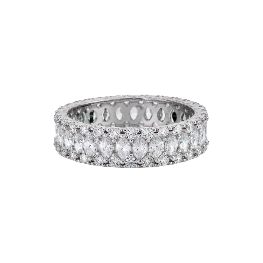 Rhodium Plated 925 Sterling Silver 5.4mm Triple Row Eternity Band… – Ring by Sloop Jewelry