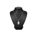 Rhodium Plated 925 Sterling Silver Hamsa Opal and Clear CZ Adjustable Necklace