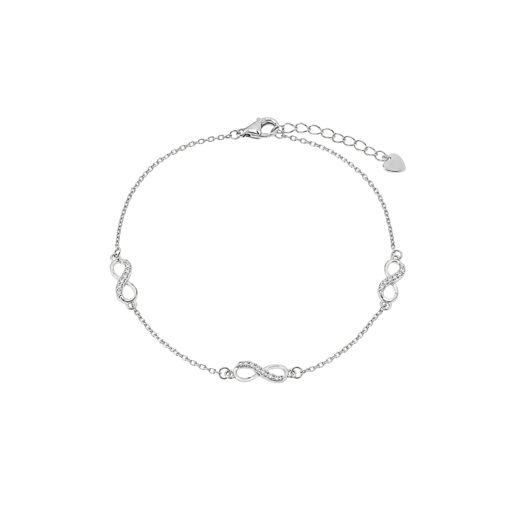 Rhodium Plated 925 Sterling Silver Moissanite Infinity Charms Bracelet
