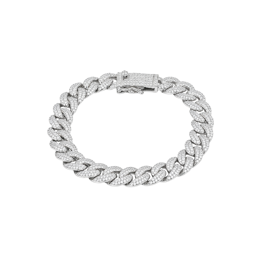Rhodium Plated 925 Sterling Silver Moissanite Miami Cuban 9.5mm… – Bracelet by Sloop Jewelry