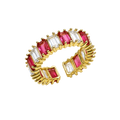 Pink Crystal Ring – Gold Tone Pink Crystal Statement Ring for Women