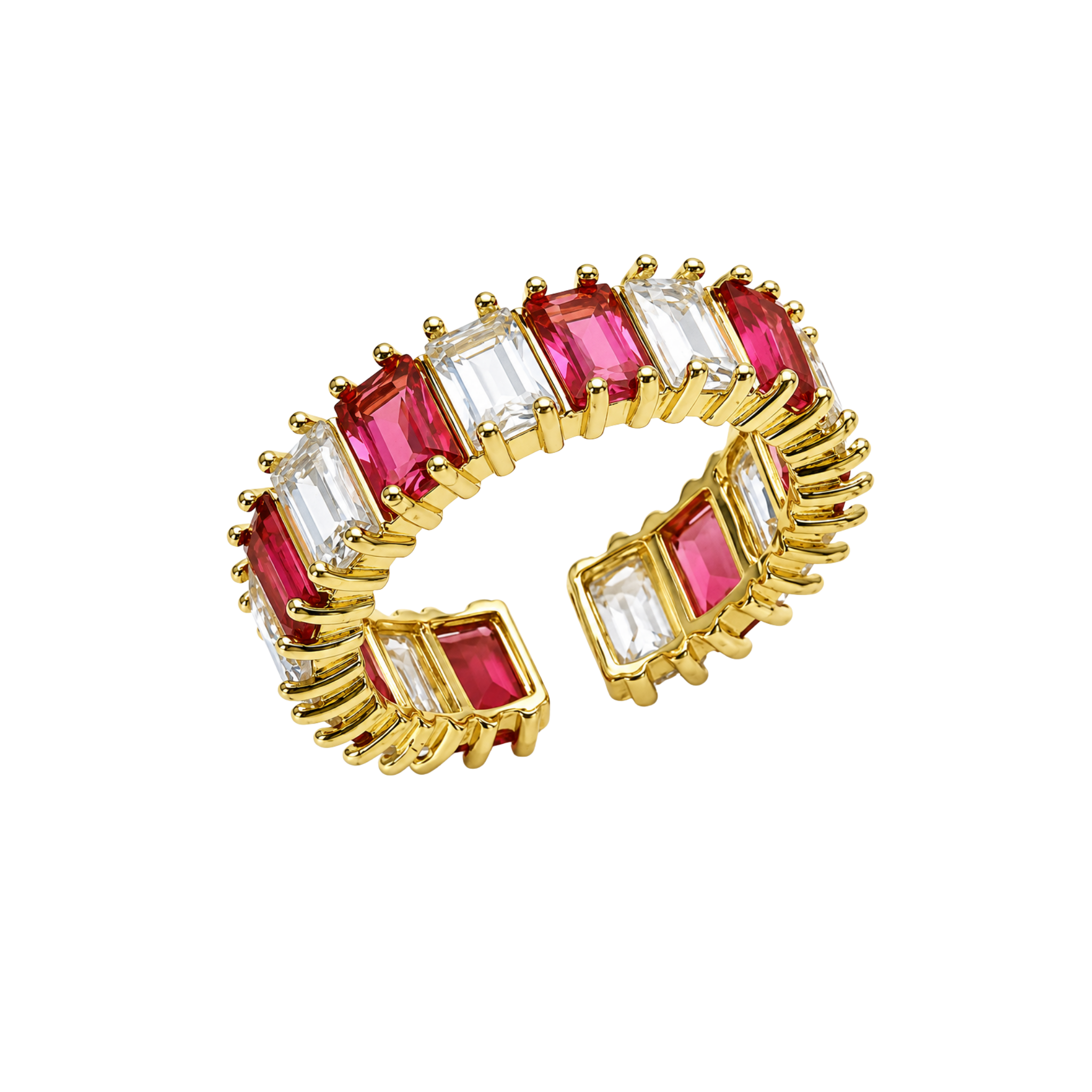 Pink Crystal Ring – Gold Tone Pink Crystal Statement Ring for Women