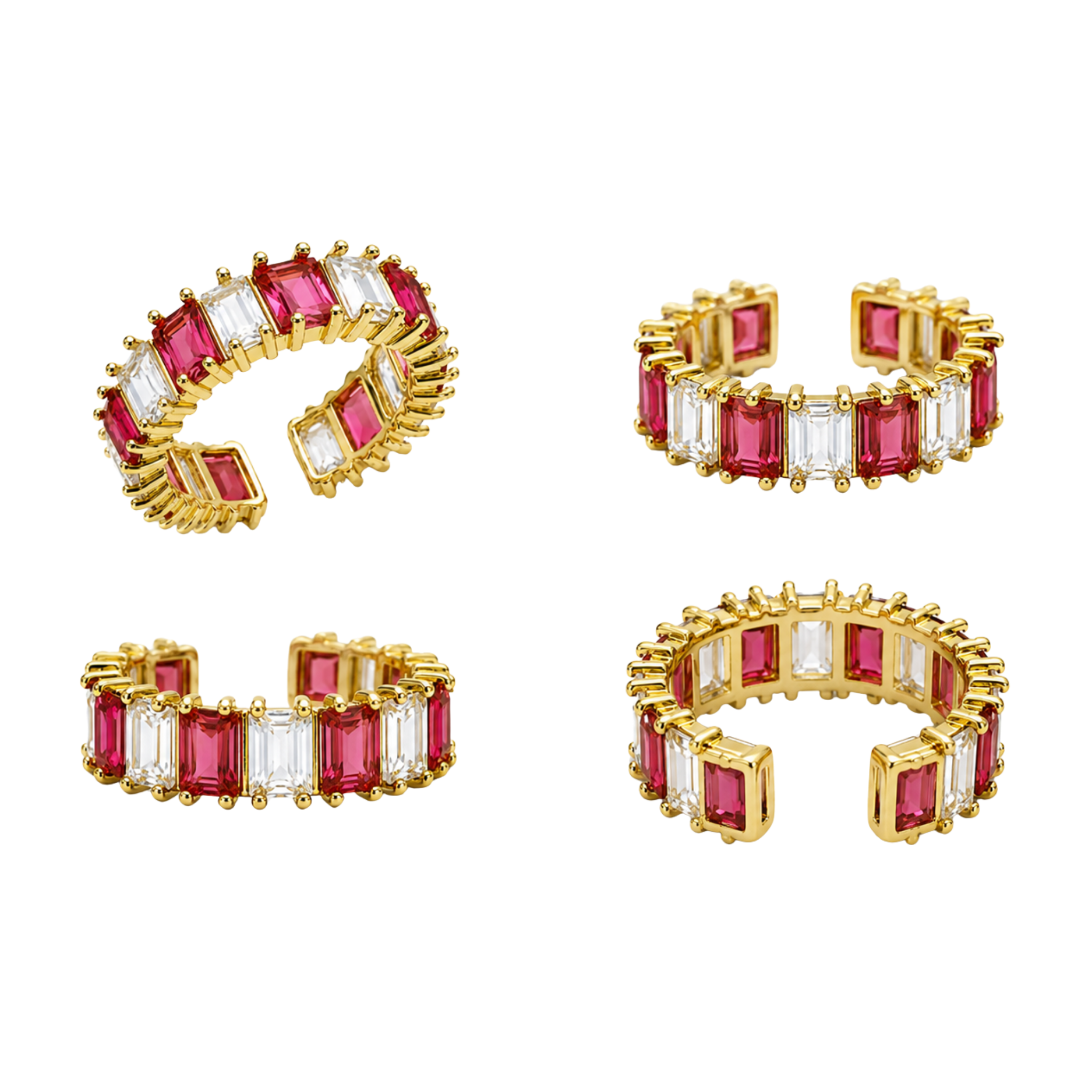 Pink Crystal Ring – Gold Tone Pink Crystal Statement Ring for Women