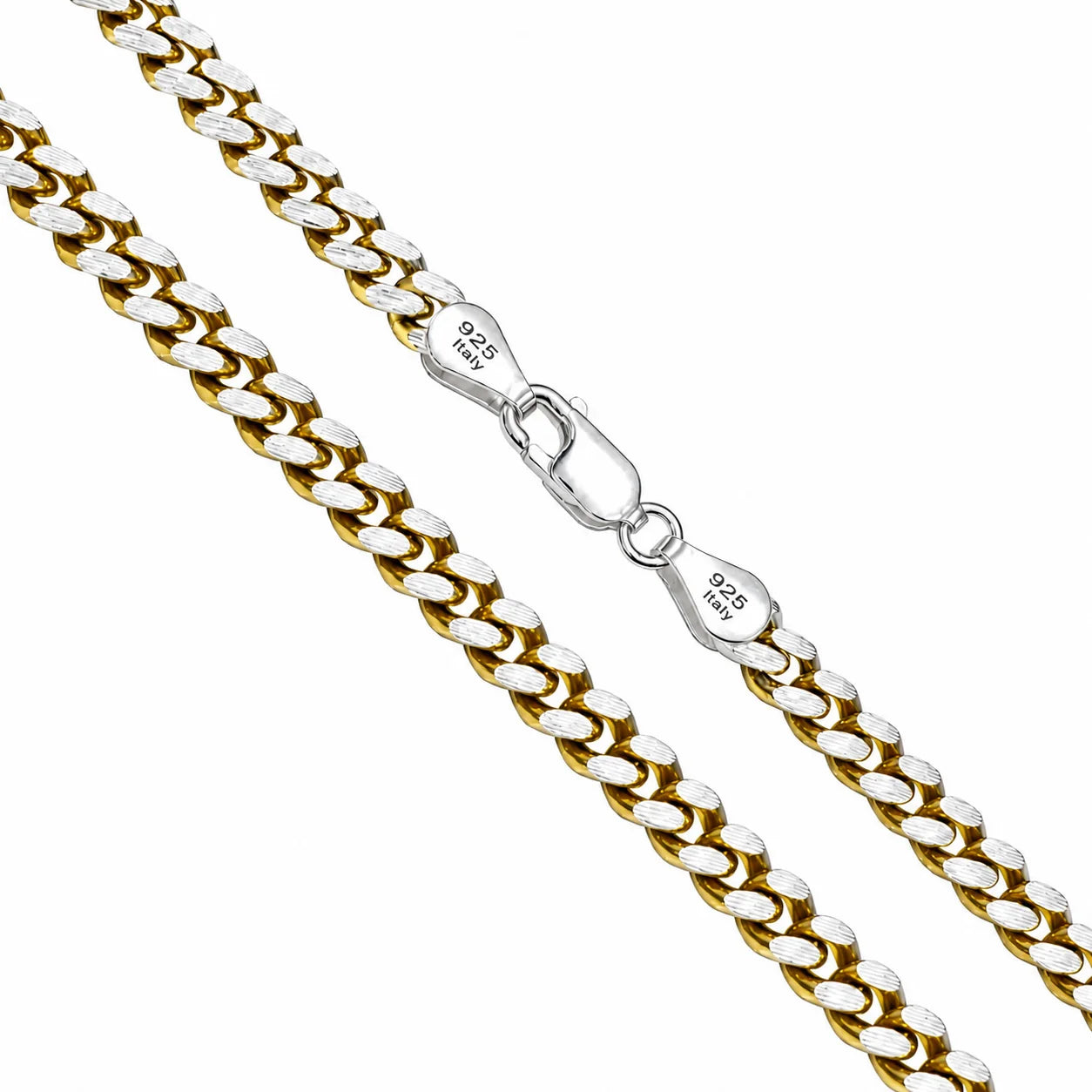 Miami Cuban Gold Plated Slash 140 - 4.9mm - Sterling Silver Chain