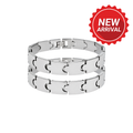 SET OF 2: Men's Brushed Silver Tungsten Link Bracelet – 8.5" Heavy-Duty Modern Bracelet