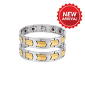 SET OF 2: Silver & Gold Tungsten Bracelet – 8.5" Two-Tone Chevron Link Bracelet