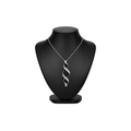 Silver 925 Black and Clear CZ Black and Rhodium Plated Twist Drop Pendant Necklace