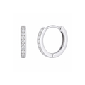 Silver 925 Rhodium Plated CZ Huggie Hoop Earrings with CZ