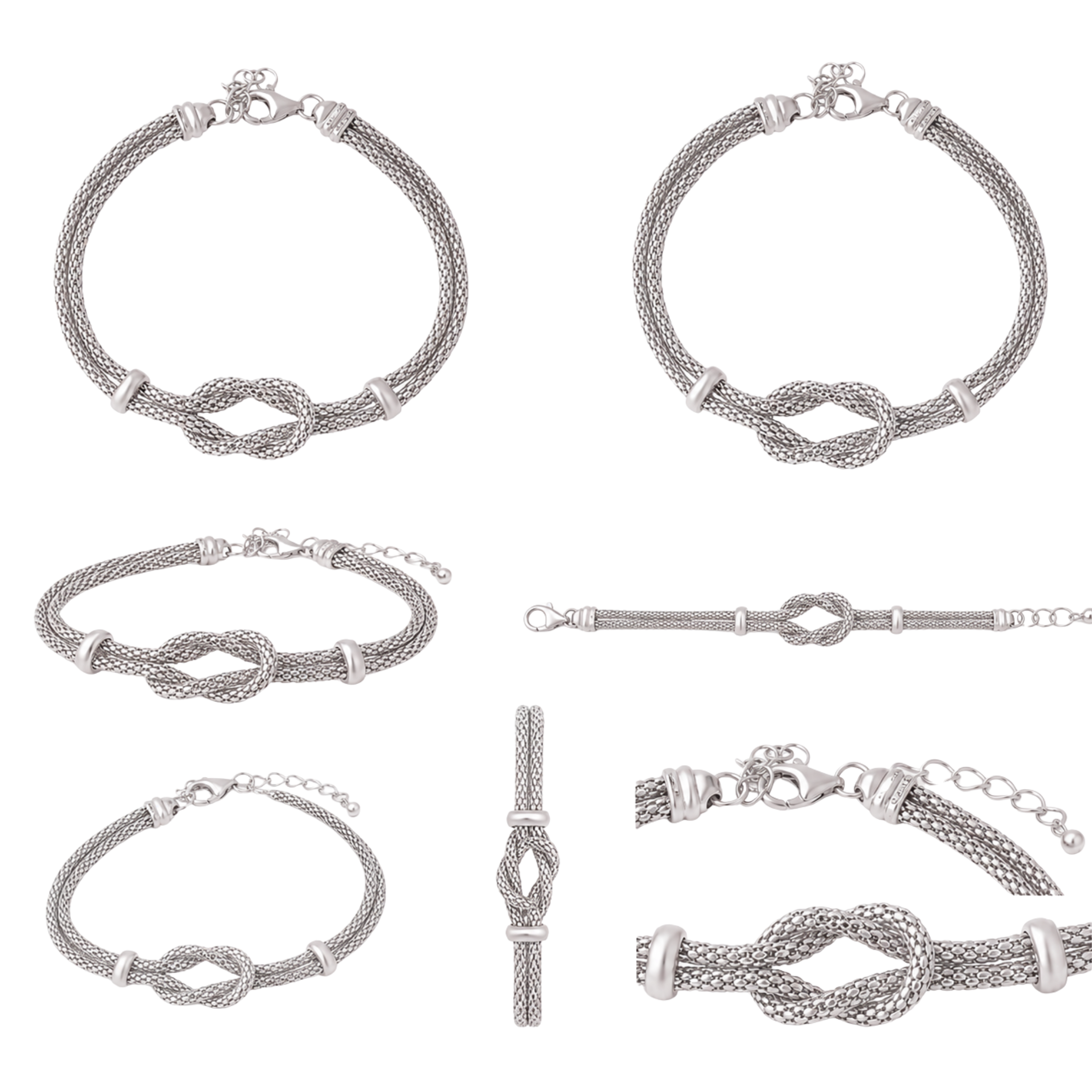 Silver 925 Plated Knot and Bar Bracelet
