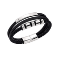 Men's Silver Barrel Leather Bracelet – Affordable Non-Tarnish Braided Bracelet for Men