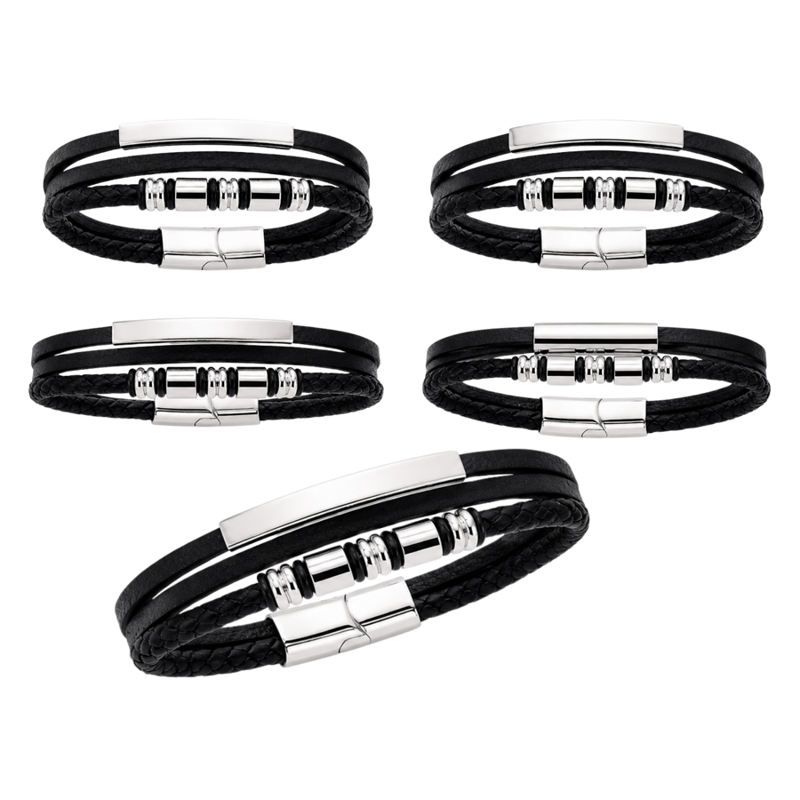 Men's Silver Barrel Leather Bracelet – Affordable Non-Tarnish… – alternate view 2 | Sloop Jewelry – alternate view