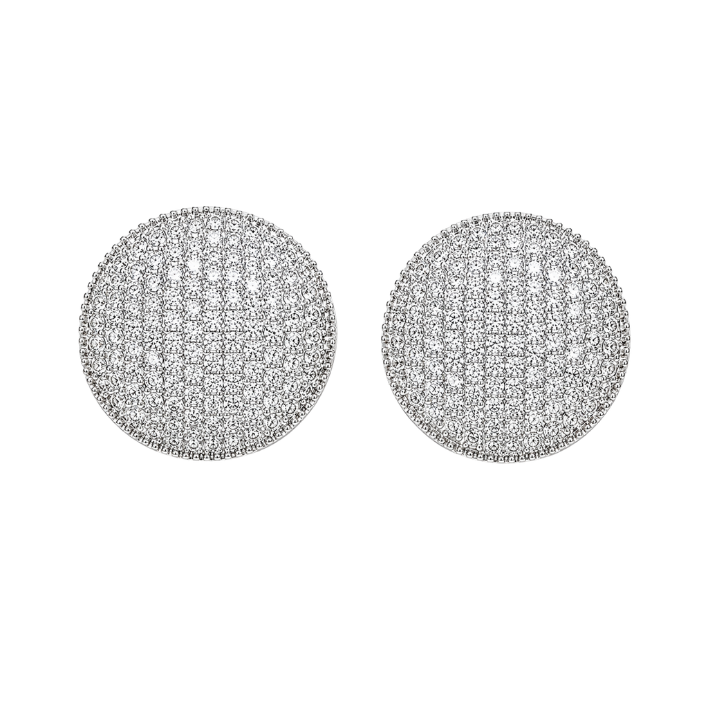 Diamond Disc Earrings – Sparkling Silver & Gold Stud Earrings