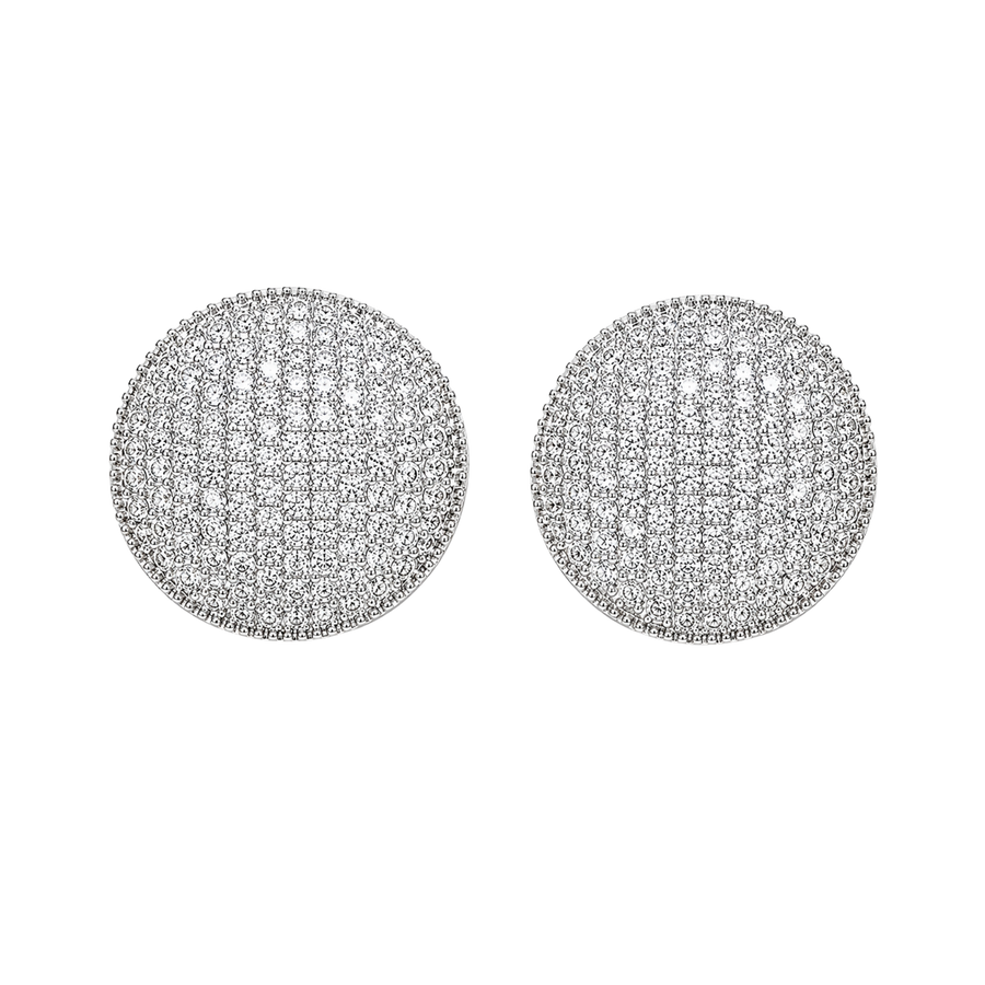 Diamond Disc Earrings – Sparkling Silver & Gold Stud Earrings – Earrings by Sloop Jewelry