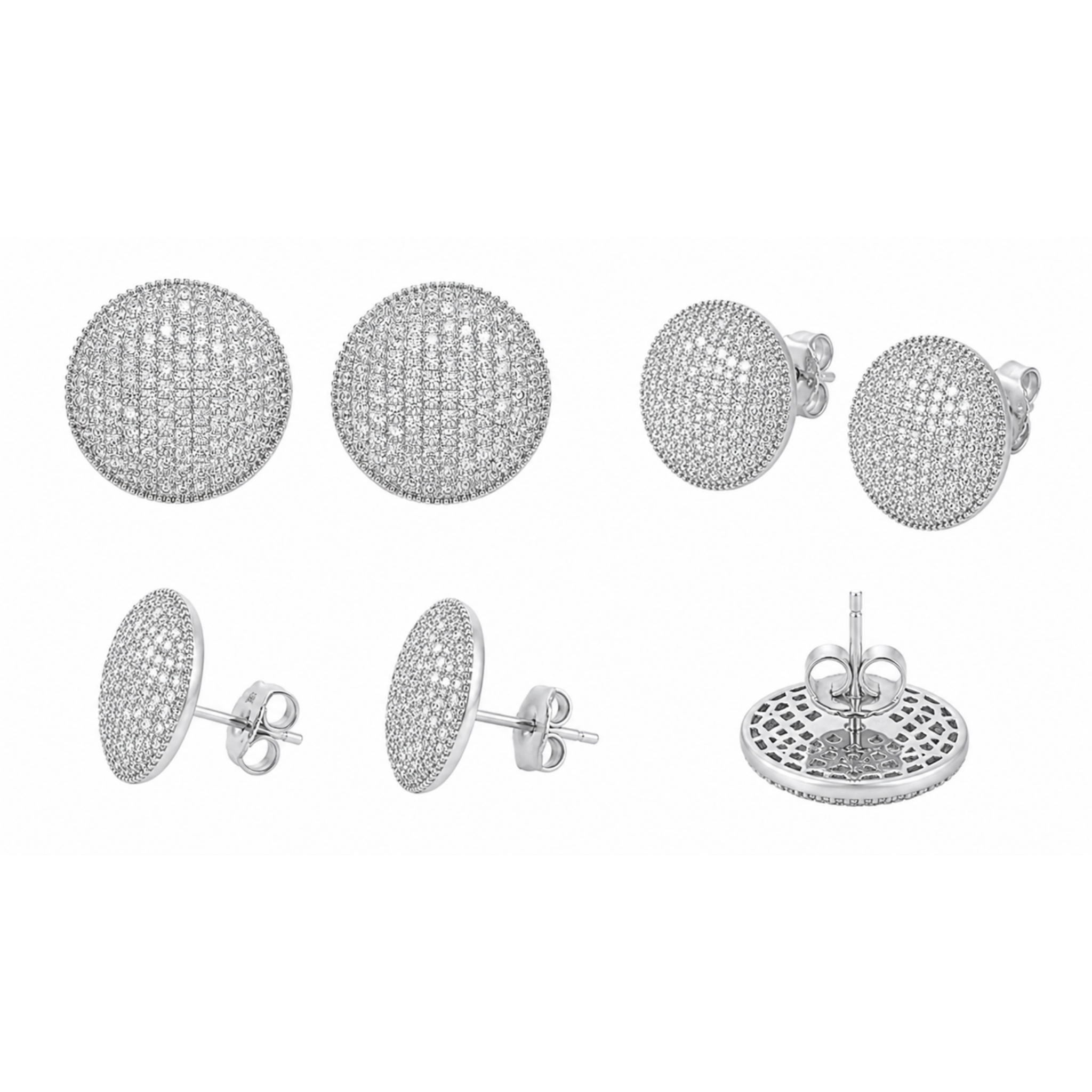 Diamond Disc Earrings – Sparkling Silver & Gold Stud Earrings