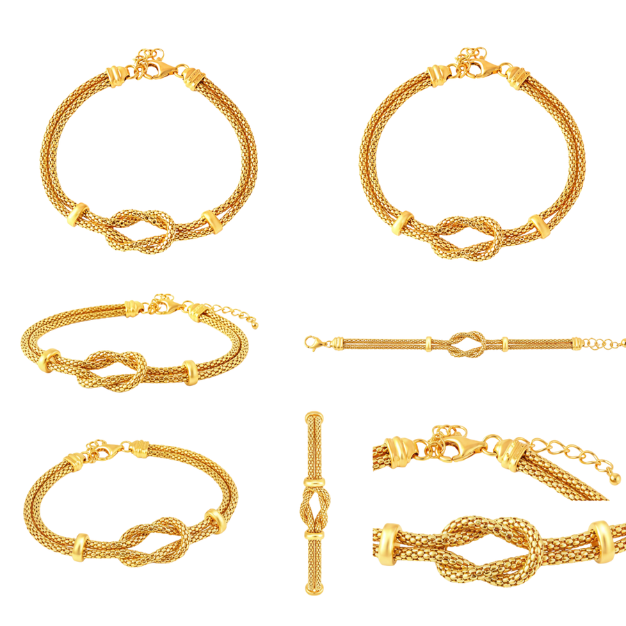 Silver 925 Gold Plated Knot and Bar Bracelet – alternate view 2 | Sloop Jewelry – alternate view