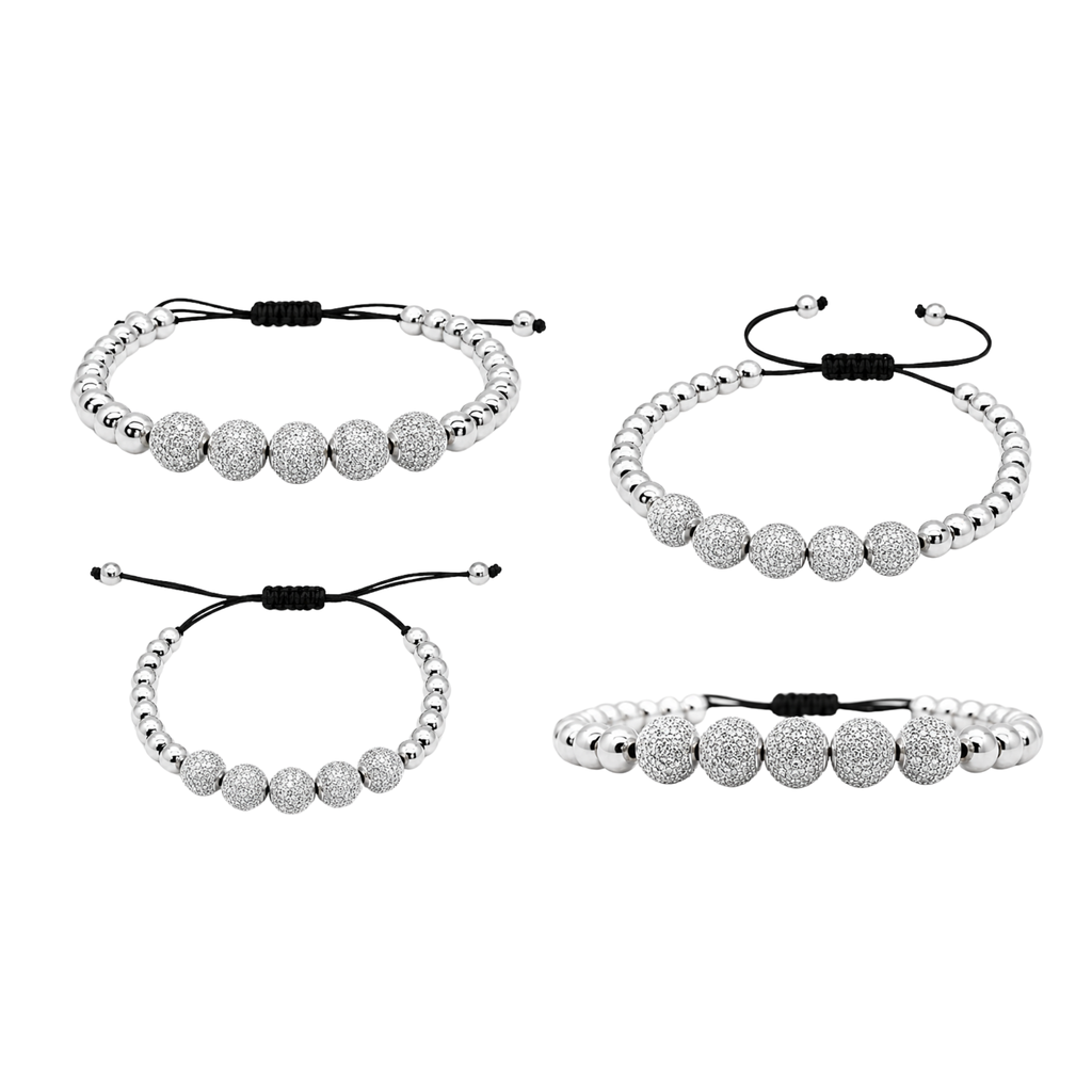 Fashion Bracelet with Bling Beads | Adjustable Stainless Steel Bead Bracelet | Non-Tarnish Jewelry