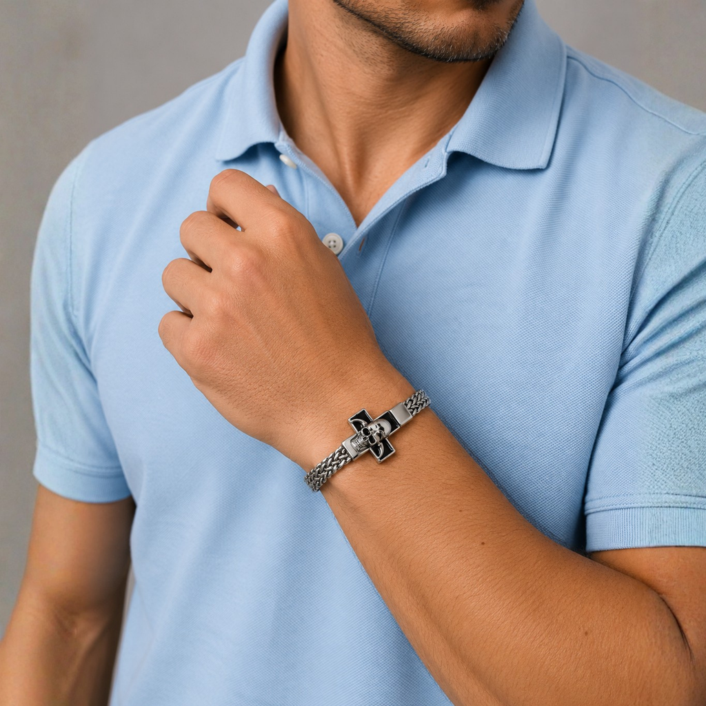 Skull Cross Bracelet – Affordable Stainless Steel Men's Bracelet | Non Tarnish