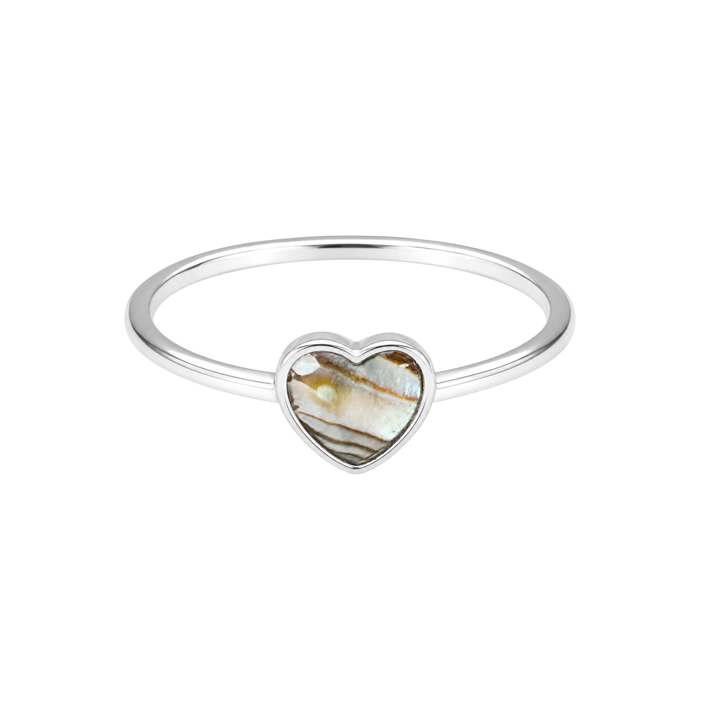 Stainless Steel Abalone Heart Ring