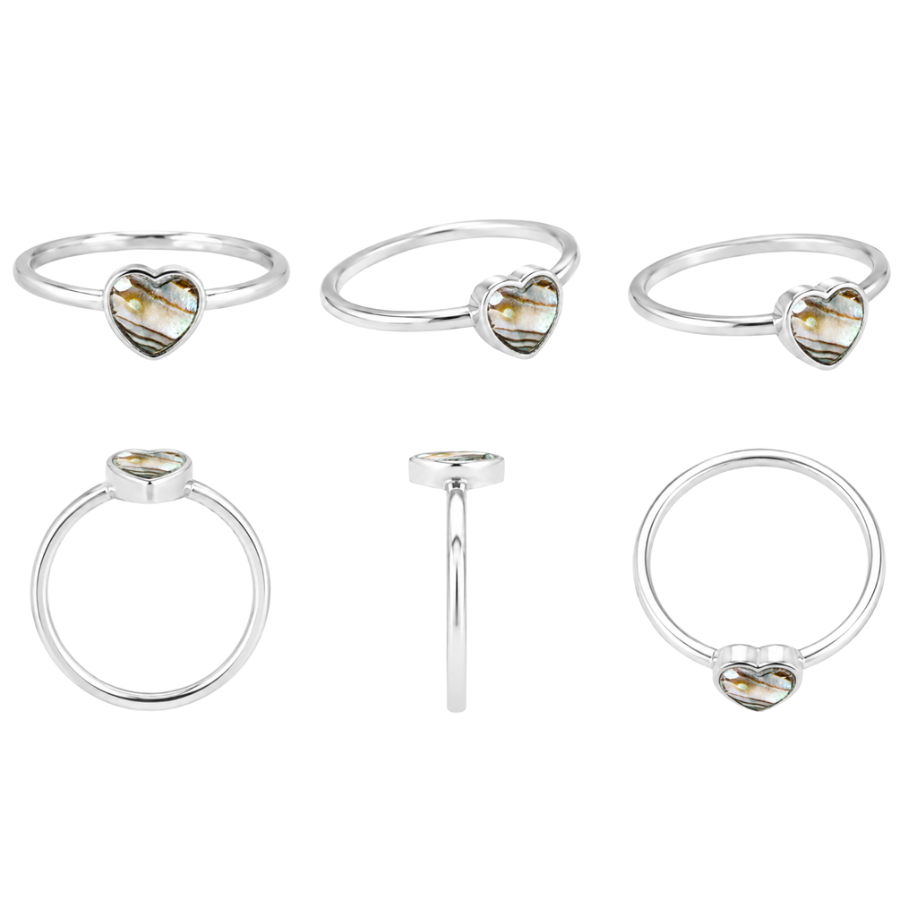 Stainless Steel Abalone Heart Ring