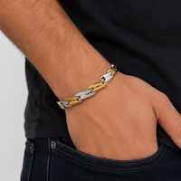 Stainless Steel & Gold PVD Coated Magnetic Bracelet for Men – Modern Two-Tone Bracelet thumbnail 2