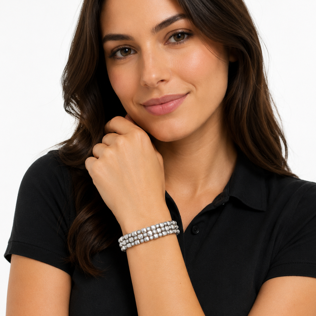 Stainless Steel Bracelet with Clear CZ Stones | Non-Tarnish Tennis Style Bracelet