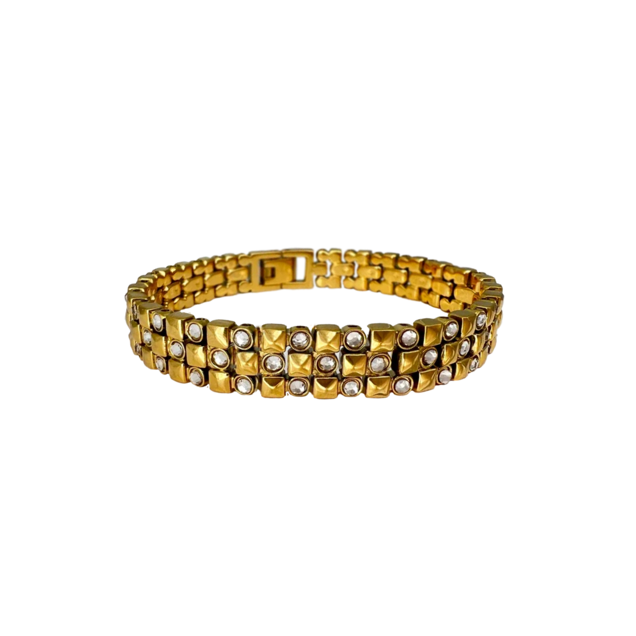 Stainless Steel Gold PVD Bracelet with Clear CZ | Non-Tarnish Gold Bracelet