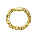 Unisex Stainless Steel Gold PVD Mariner & Cuban Link Bracelet with CZ CNC Setting