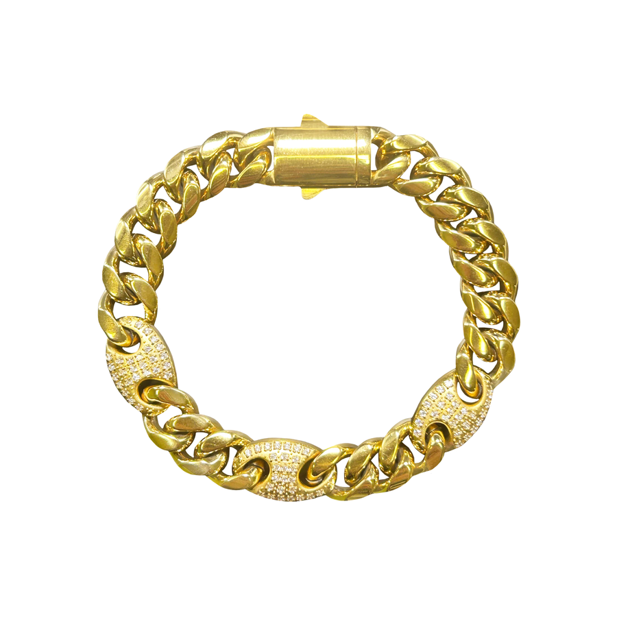 Unisex Stainless Steel Gold PVD Mariner & Cuban Link Bracelet with… – Bracelet by Sloop Jewelry