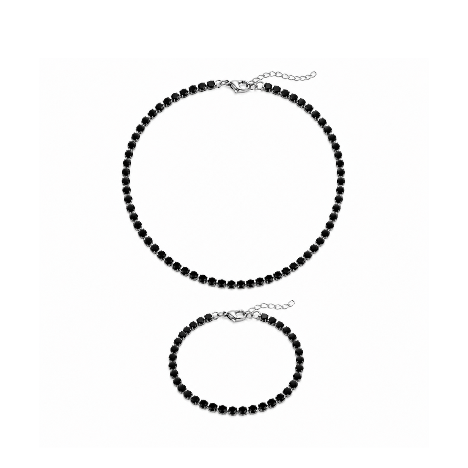 Stainless Steel Jet Rhinestone Tennis Chain Bracelet for Women