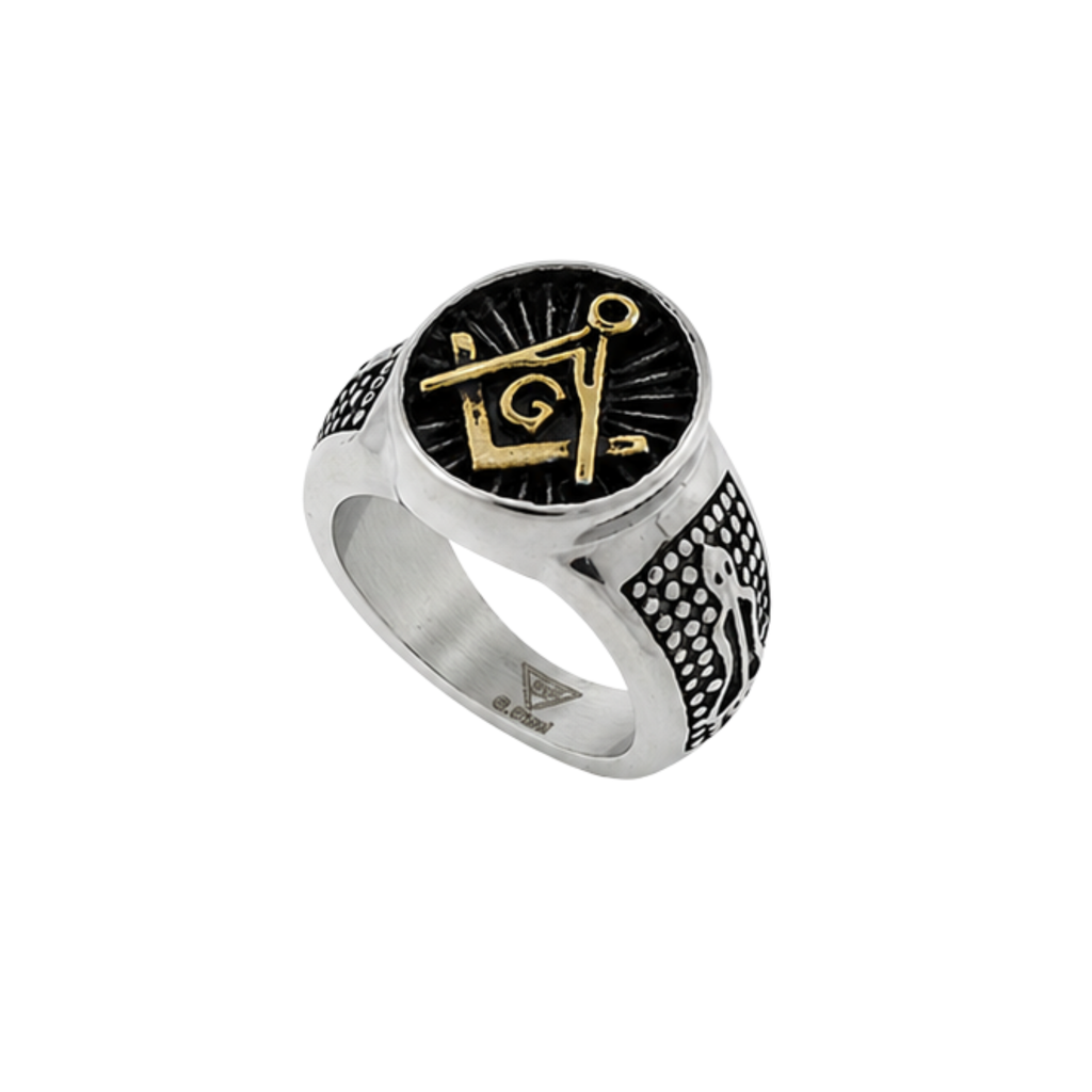 Stainless Steel Masonic Ring for Men – Non-Tarnish Freemason Square & Compass Signet Ring | Affordable Masonic Jewelry Gift