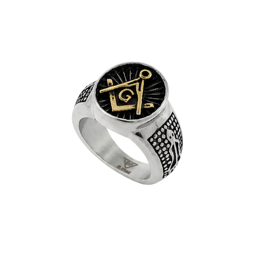 Stainless Steel Masonic Ring for Men – Non-Tarnish Freemason Square… – Ring by Sloop Jewelry
