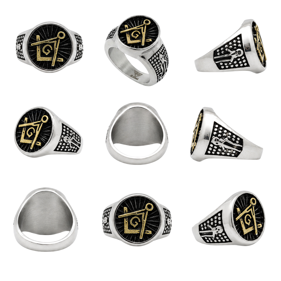 Stainless Steel Masonic Ring for Men – Non-Tarnish Freemason Square… – alternate view 2 | Sloop Jewelry – alternate view